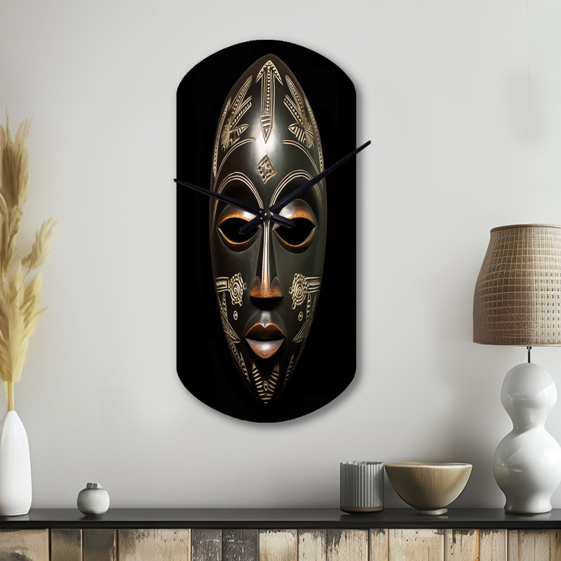 Horloge murale en métal de forme éthnique traditionnelle africaine, Grand