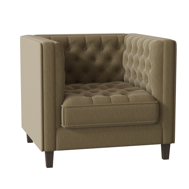 Jess Upholstered Armchair, Encore Sprout, Brown Mahogany