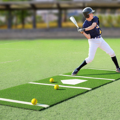 Premium Baseball Batting Mat: 12 X 6 Ft Indoor/Outdoor Portable Baseball Softball Hitting Mat, Non-Slip Rubber Bottom Batting Cage Mat With Home Plate For Batter, Pitcher And Catcher Training