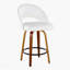 Tabouret de comptoir à hauteur fixe en bois de noyer et similicuir blanc avec repose-pieds rond en métal noir - ensemble de 2-132452735-132452737