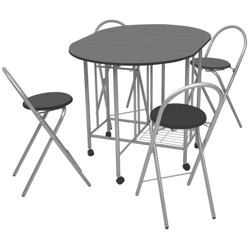 Athens Drop Leaf Dining Set, Black