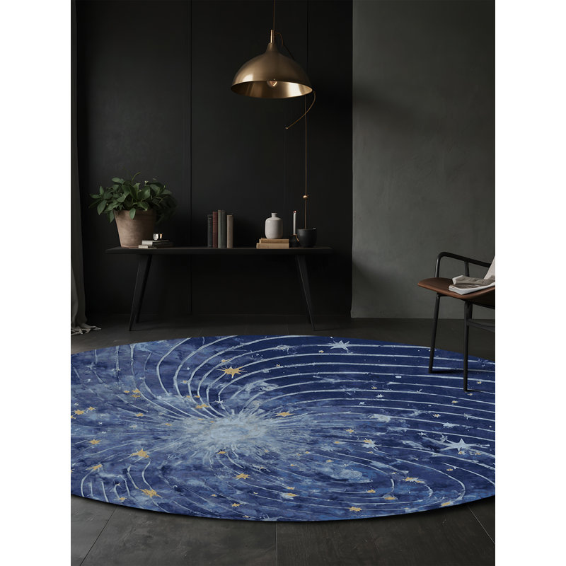 Tapis gris soyeux et moelleux, Rond 5 pi