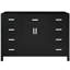 Meuble-lavabo de 47 po seulement, 2 portes à fermeture douce, 8 tiroirs, design classique, finition noire et pin, poignées en aluminium, support réglable pour une installation sur des surfaces inégales