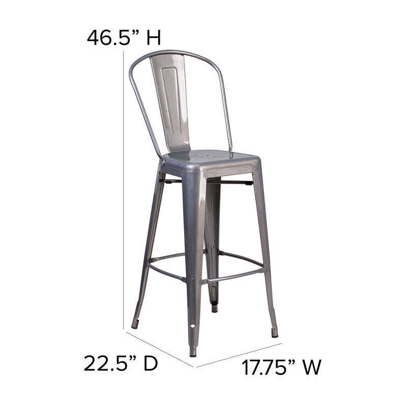 Timo 24" High Clear Coated Indoor Counter Height Stool with Back, Bar Stool (30" Seat Height)