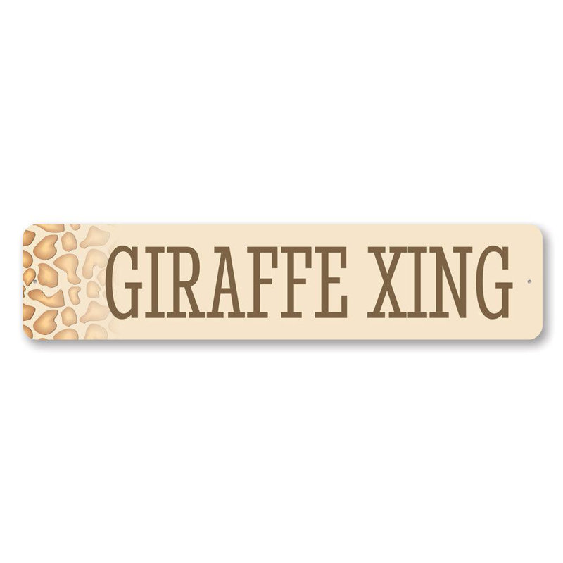 Enseigne girafe en aluminium, H 6 po x l 24 po x P 0,06 po