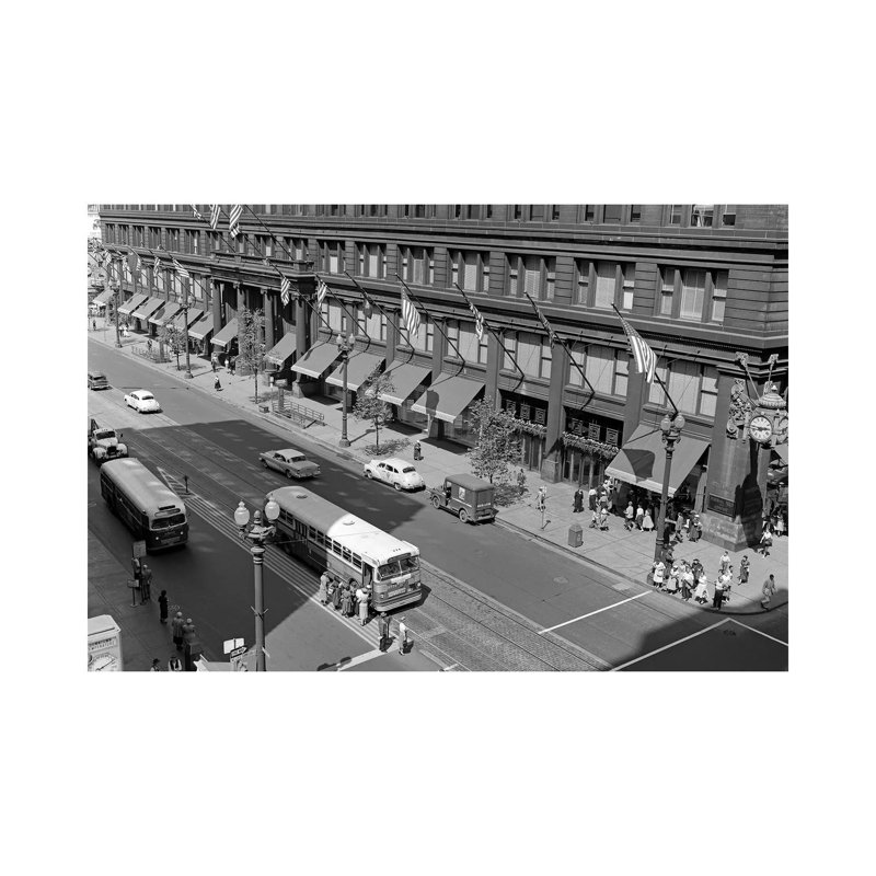 1950s State Street Marshall Fields Department Store Exterior Chicago Il USA - Wrapped Canvas Print, 20.32 cm H x 30.48 cm W