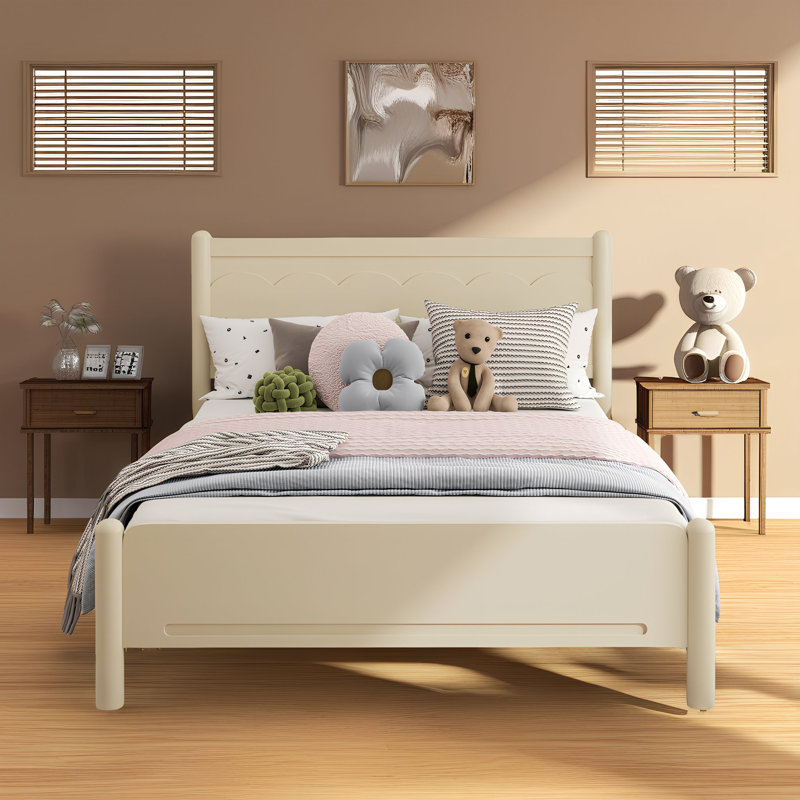 Base de lit plateforme en bois de pin massif avec tête de lit - support de 500 lb, design minimaliste pour les chambres à coucher