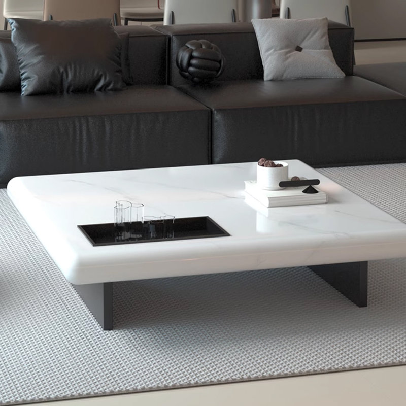 Table basse simple et luxueuse en marbre, H 12,59 po x L 39,37 po x l 39,37 po
