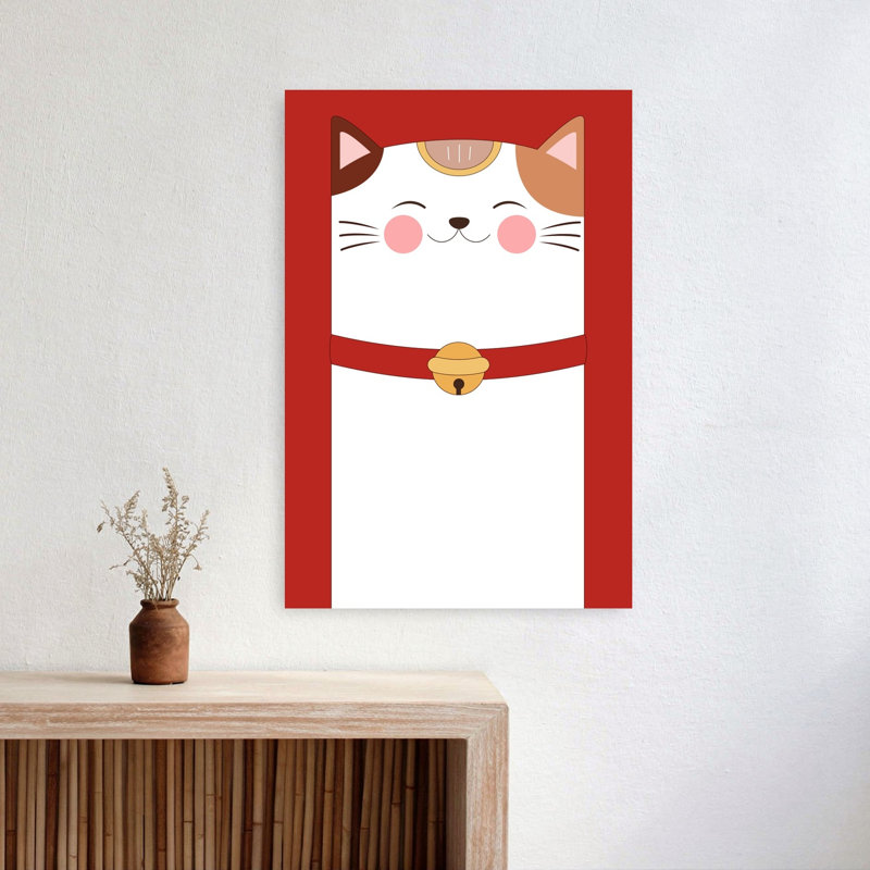 Joyeux chat heureux, impression d'art mural contemporain, H 24 po x l 16 po