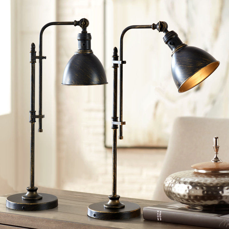Burak 27" Adjustable Black Metal Desk Lamp