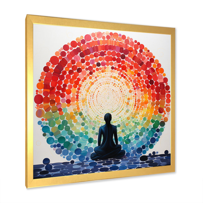«Colorful Meditation Harmony of Mind» - impression, Cadre doré simple, H 24 po x l 24 po x P 1 po