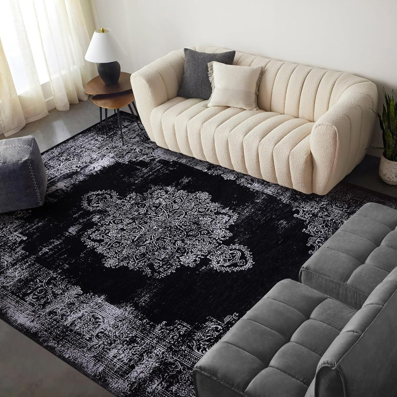 Non Slip Area Rugs Machine Washable Carpet Pad Entryway Rug Low Pile Modern Mat For Bedroom - 1319, Rectangle 200 x 290 cm