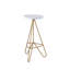 Tabouret de bar rond 30 po Trinity Modern en métal blanc et doré avec pieds en épingle à cheveux et repose-pieds intégré-939303616