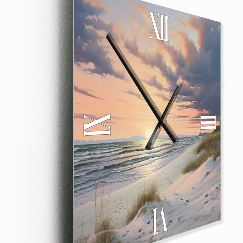 Coucher de soleil rose pastel doux sur la plage Ocean Serenity, Grand