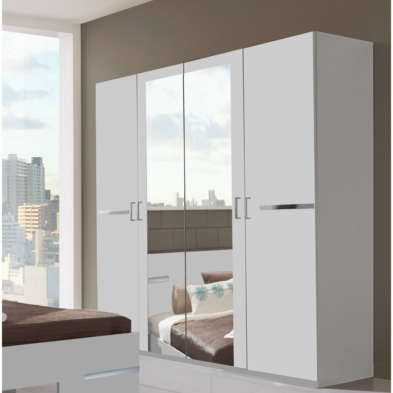 Apsolon 4 Door Manufactured Wood Wardrobe, White