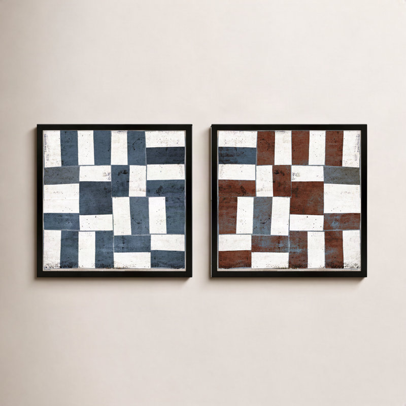 Patchwork 5 & 6, Set of 2 by Marco Marella for Studio M - Framed Wall Art, 36" H x 36" W, Paper, Black