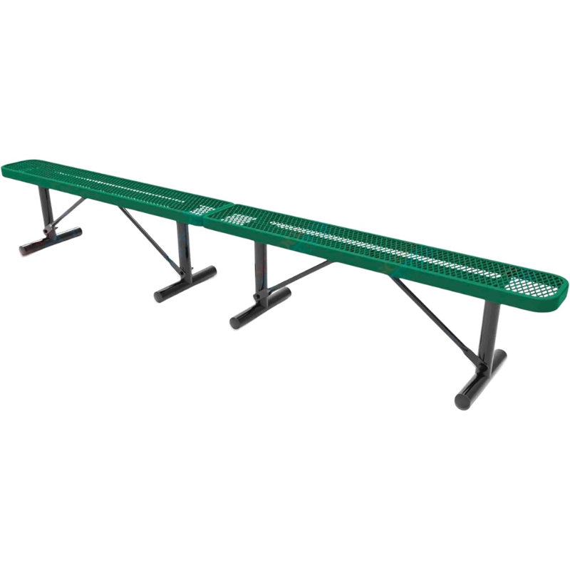 Banc de parc portatif robuste en métal enduit de 10 pieds - vert sans dossier