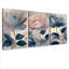 «Blue and Pink Floral», reproduction d'art sur toile tendue sur toile (ensemble de 3)-1786271849