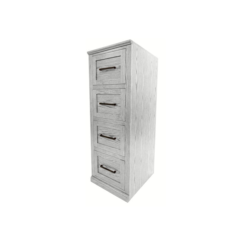 Tradtional Shaker Solid Wood 4 Drawer File Cabinet, Bright White