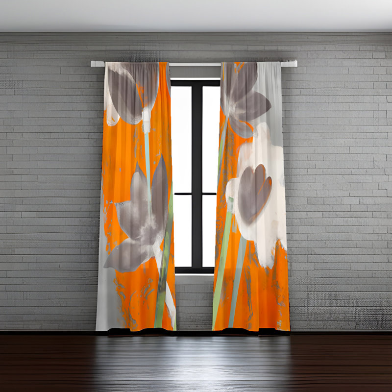 Paire de rideaux semi-transparents en polyester Ambrozy, L 40 po x L 82 po