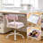 Adjustable Height Sewing Chair Crafting Chair with Wheels Back Support & Under Seat Storage for Craft Room Furniture and Sewing Machines,Pink-321134540-321134537