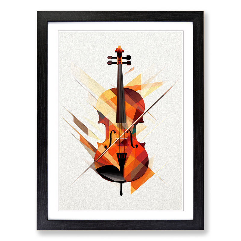 Violin Geometric - Framed Print, Black, 64cm H x 46cm W x 2cm D