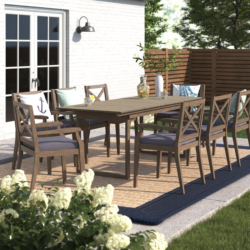 Ensemble repas 9 pièces avec coussins Pine Lake