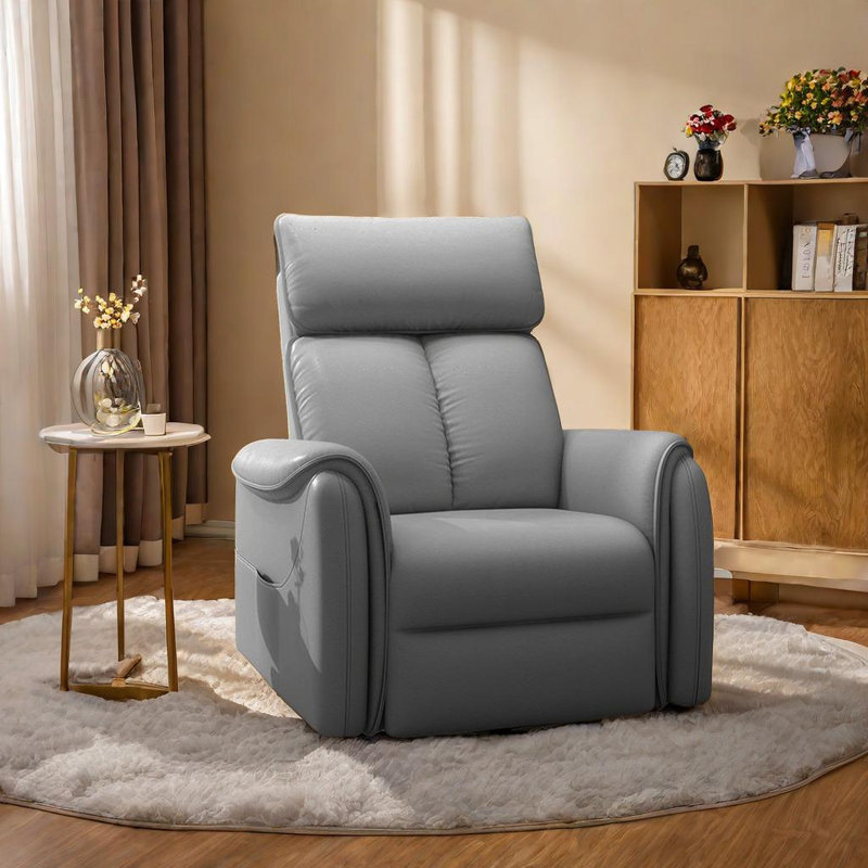 Fauteuil inclinable pivotant en similicuir Nolene, Gris clair