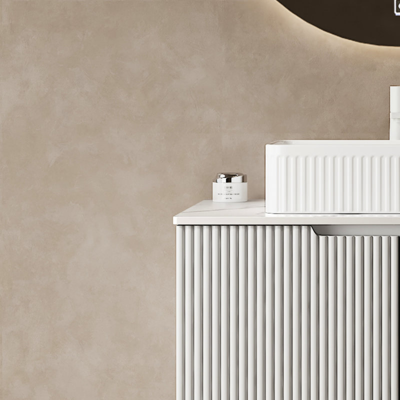 Armoire de salle de bain autoportante 30 po sans vasque, style scandinave moderne, comptoir blanc, 2 portes, armoire en panneau de particules de bois massif de haute qualité, porte, registre à fermeture en douceur, grand espace de rangement