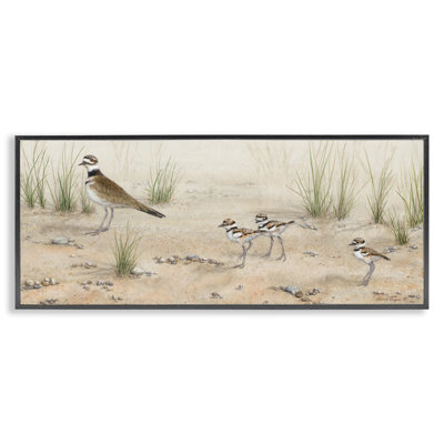  Kildeer Birds Stepping Grey Framed Giclee Art by Valerie Rogers