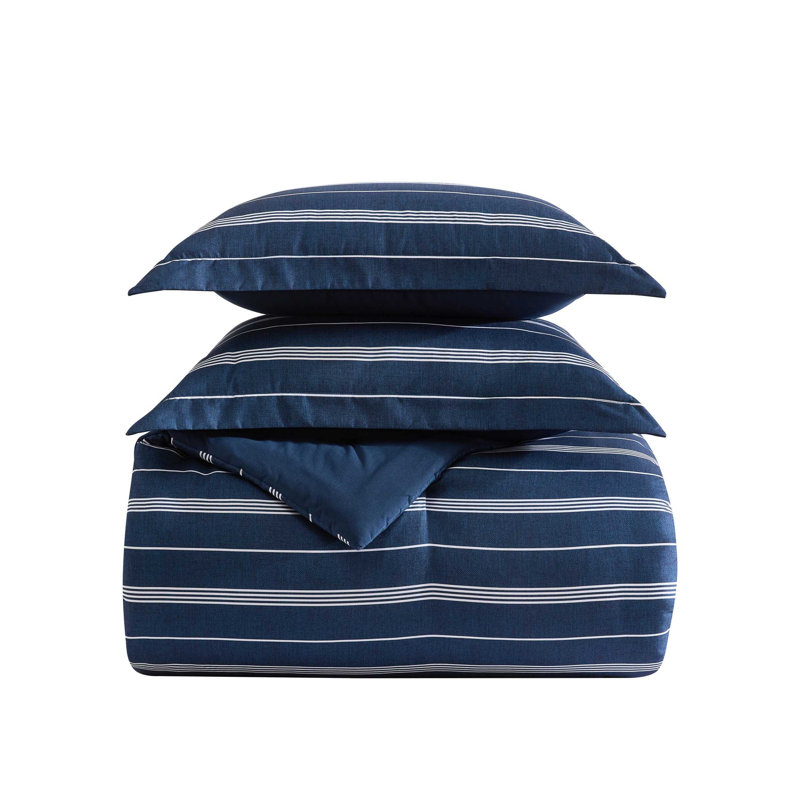 Ensemble d'édredon réversible bleu Nautica Mariners Line, Bleu rayé, Édredon double et 6 pièces supplémentaires