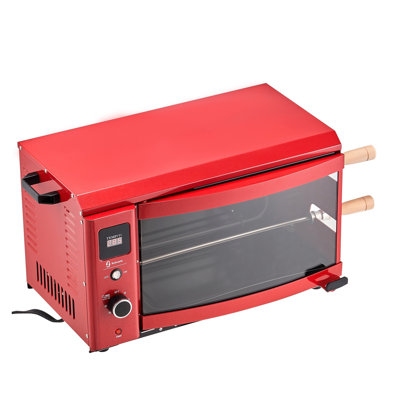Gril électrique Shawarma avec rotation automatique à 360 °, four à rôtisserie vertical à 2 brochettes pour poulet et viande, cuiseur de comptoir en acier au carbone rouge