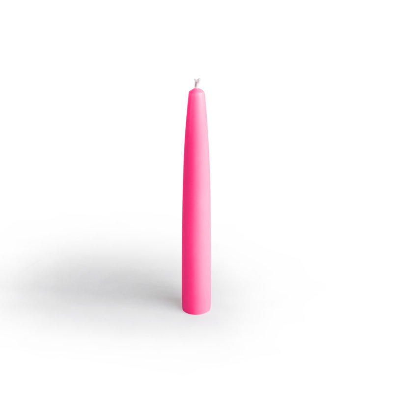 Ensemble de 12 chandelles coniques non parfumées 12 pièces, H 6'', Rose vif