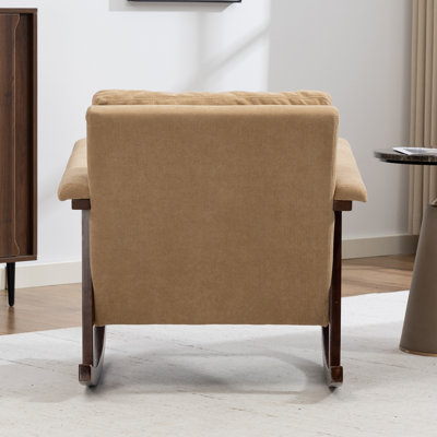29.1" Wide Upholstered Rocking Armchair With Solid Wood Leg
