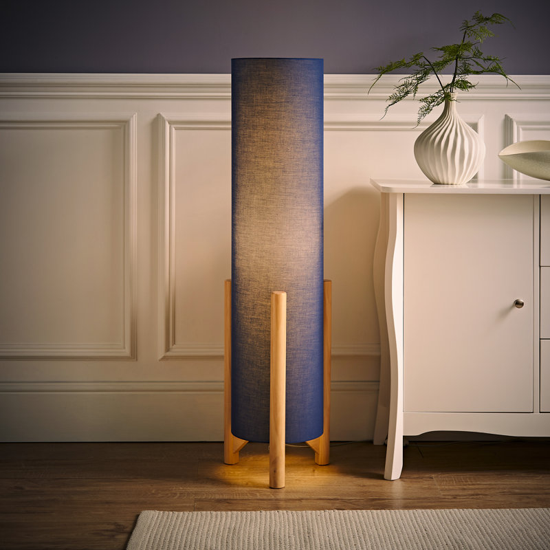 Richela 110cm Wood Traditional Floor Lamp, Navy, No