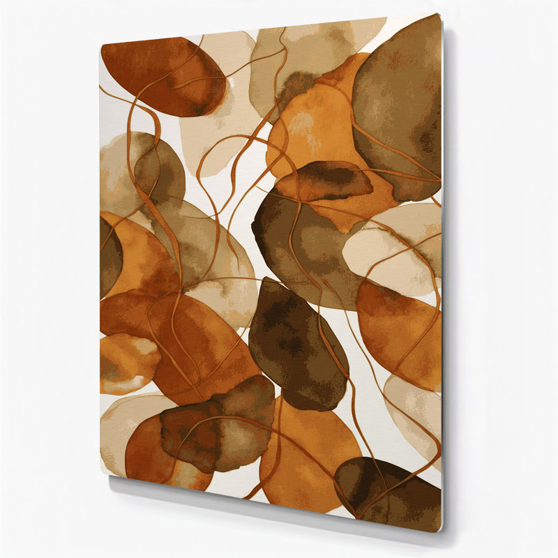 Abstrait aquarelle 7, art mural en métal brun, H 11 po x l 14 po