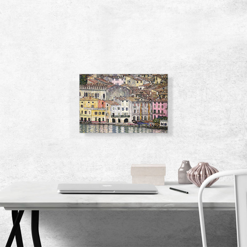 «Malcesine on Lake Garda 1913» par Gustav Klimt, reproduction d'art sur toile tendue, H 12 po x l 18 po x 1,5 po