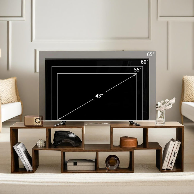 Aishvi TV Stand for TVs up to 65" Adjustable TV Stand Storage Shelves Living Room, Brown