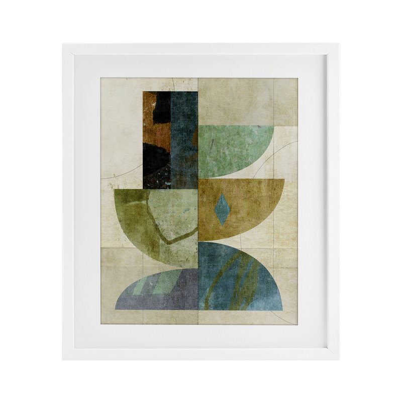 «Rustic Curved Arc Shapes», impression encadrée sous verre, design par Suzanne Nicoll, H 21 po x l 17 po, Cadre blanc côtier