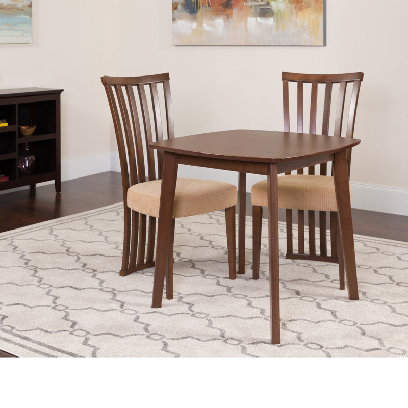 Hulsey Solid Wood Top Four Leg Dining Set, Walnut