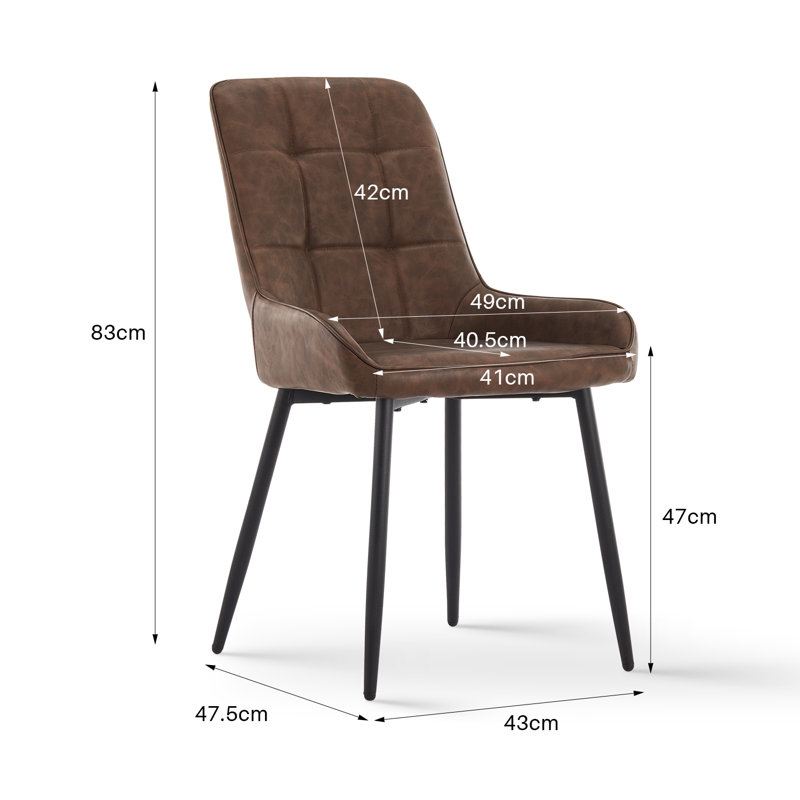 Edelgard Upholstered Metal Upholstered Back Side Chair, Brown