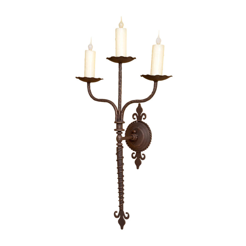 3 - Light Candle Wall Light, Bronze