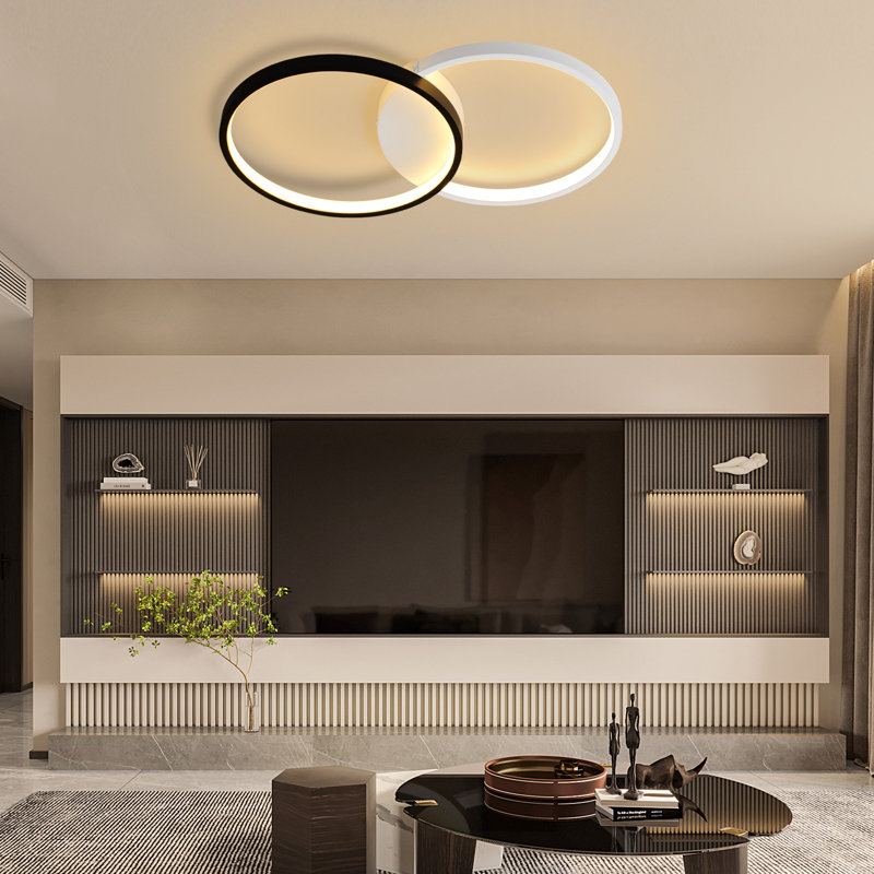 Athenna LED Flush Mount, Black/White