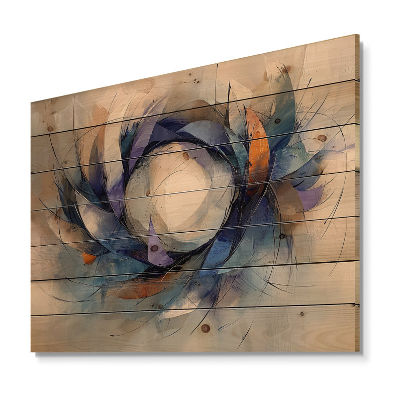 Couronne de velours abstrait de densité III - Couronne imprimée sur bois - Bois de pin naturel, H 10 po x l 20 po x P 0,78 po