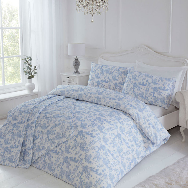 Toile Blue 100% Cotton Duvet Set    , Single
