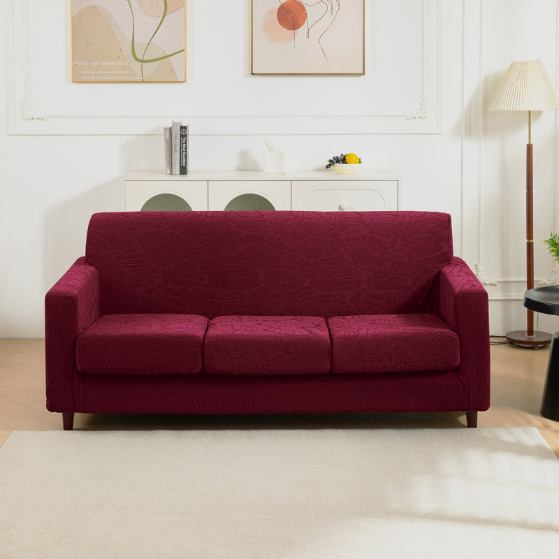 Housse de canapé en jacquard extensible 4 pièces, housse pour canapé pour 3 coussins, protecteur de meubles lavable à la machine