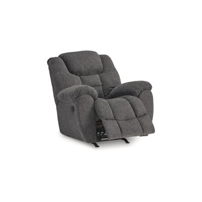 Dane Manual Rocker Recliner Chair, Gray Polyester, Pillow Top Arms