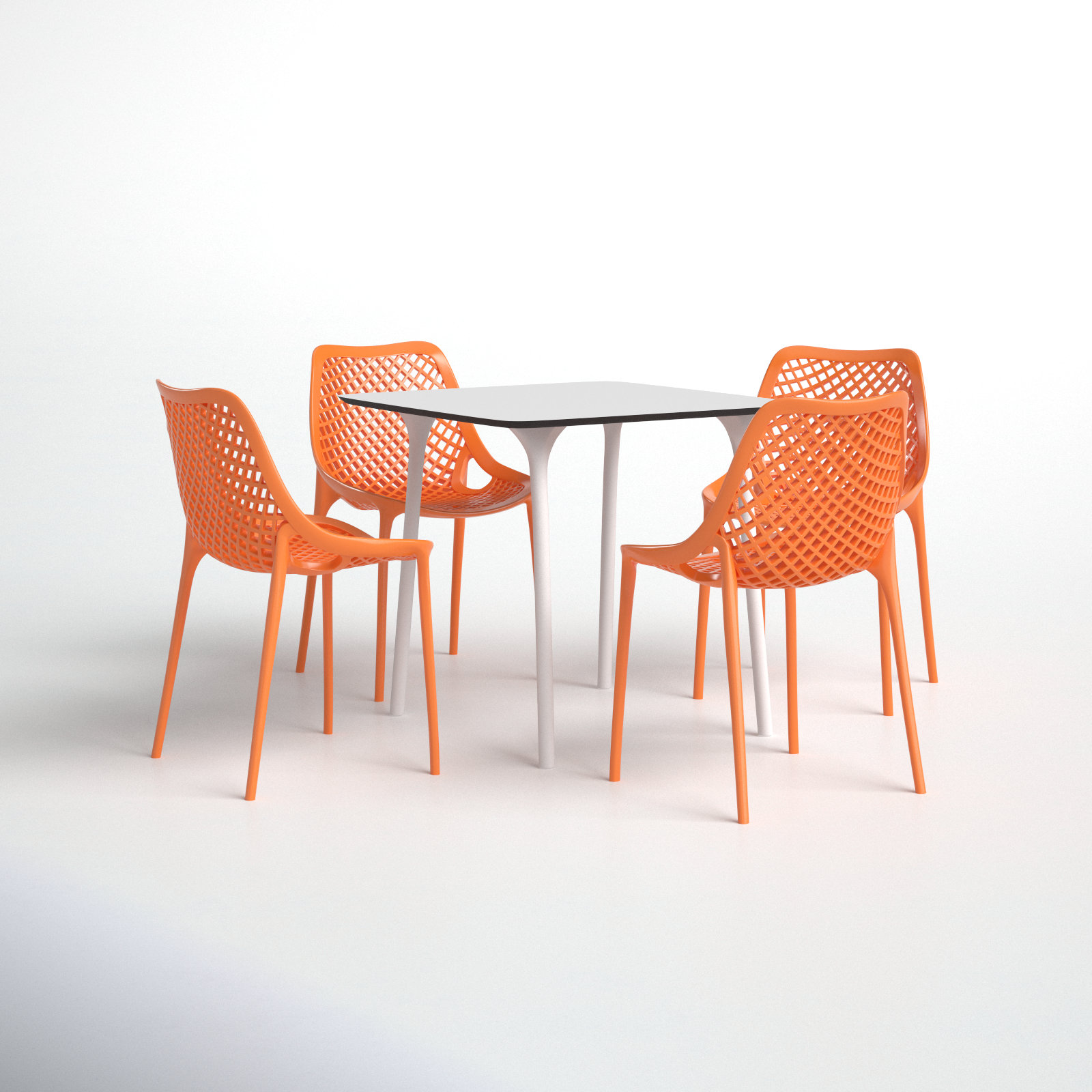 Farrah 31" Patio Dining Set, White/Orange