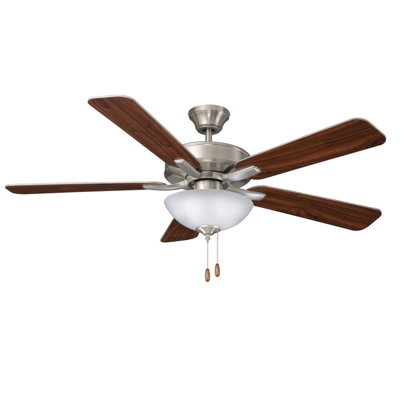 Star Light 52" 5-Blade Indoor Ceiling Fan, Brown Wood, Brushed Nickel