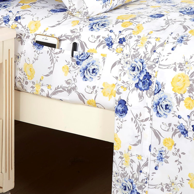 Polyester Floral - Set of 6, California King Sheet Set